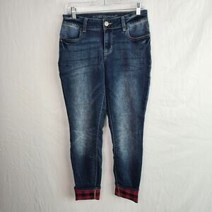 Maurices Super Soft Mid Rise Buffalo Plaid Cuffed Jegging Women's S Blue